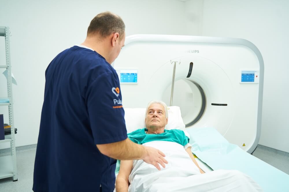 Patient preparation for a CT scan